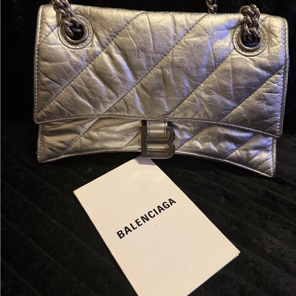 Balenciaga Metallic Silver Quilted Shoulder Bag - Picture 4 of 16